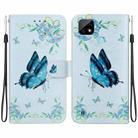 For Realme C21 Crystal Texture Colored Drawing Leather Phone Case(Blue Pansies) - 1