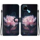 For Realme C21Y Crystal Texture Colored Drawing Leather Phone Case(Purple Peony) - 1