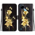 For Realme C21Y Crystal Texture Colored Drawing Leather Phone Case(Gold Butterfly Rose) - 1