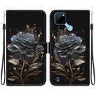 For Realme C21Y Crystal Texture Colored Drawing Leather Phone Case(Black Rose) - 1