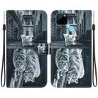 For Realme C21Y Crystal Texture Colored Drawing Leather Phone Case(Cat Tiger Reflection) - 1