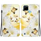 For Realme C21Y Crystal Texture Colored Drawing Leather Phone Case(Gold Butterfly Epiphyllum) - 1