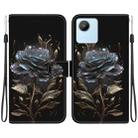 For Realme C30 / C30s Crystal Texture Colored Drawing Leather Phone Case(Black Rose) - 1