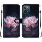 For Realme C31 Crystal Texture Colored Drawing Leather Phone Case(Purple Peony) - 1