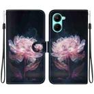 For Realme C33 Crystal Texture Colored Drawing Leather Phone Case(Purple Peony) - 1