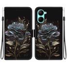 For Realme C33 Crystal Texture Colored Drawing Leather Phone Case(Black Rose) - 1