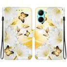 For Realme C33 Crystal Texture Colored Drawing Leather Phone Case(Gold Butterfly Epiphyllum) - 1