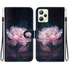 For Realme C35 Crystal Texture Colored Drawing Leather Phone Case(Purple Peony) - 1