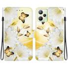 For Realme C35 Crystal Texture Colored Drawing Leather Phone Case(Gold Butterfly Epiphyllum) - 1