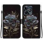 For Realme C53 / Narzo N53 Crystal Texture Colored Drawing Leather Phone Case(Black Rose) - 1