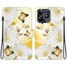 For Realme C53 / Narzo N53 Crystal Texture Colored Drawing Leather Phone Case(Gold Butterfly Epiphyllum) - 1