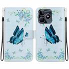 For Realme C53 / Narzo N53 Crystal Texture Colored Drawing Leather Phone Case(Blue Pansies) - 1