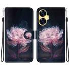 For Realme C55 Crystal Texture Colored Drawing Leather Phone Case(Purple Peony) - 1