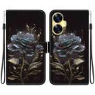 For Realme C55 Crystal Texture Colored Drawing Leather Phone Case(Black Rose) - 1