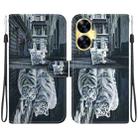 For Realme C55 Crystal Texture Colored Drawing Leather Phone Case(Cat Tiger Reflection) - 1