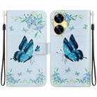 For Realme C55 Crystal Texture Colored Drawing Leather Phone Case(Blue Pansies) - 1