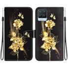 For Realme 8 / 8 Pro Crystal Texture Colored Drawing Leather Phone Case(Gold Butterfly Rose) - 1