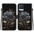 For Realme 8 / 8 Pro Crystal Texture Colored Drawing Leather Phone Case(Black Rose) - 1