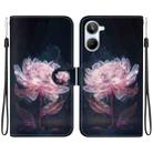 For Realme 10 4G Crystal Texture Colored Drawing Leather Phone Case(Purple Peony) - 1