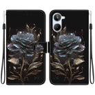 For Realme 10 4G Crystal Texture Colored Drawing Leather Phone Case(Black Rose) - 1