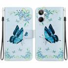 For Realme 10 4G Crystal Texture Colored Drawing Leather Phone Case(Blue Pansies) - 1