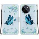 For Realme 11 4G Crystal Texture Colored Drawing Leather Phone Case(Blue Pansies) - 1