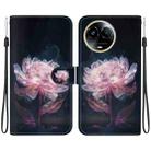 For Realme 11 5G Crystal Texture Colored Drawing Leather Phone Case(Purple Peony) - 1