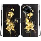 For Realme 11 5G Crystal Texture Colored Drawing Leather Phone Case(Gold Butterfly Rose) - 1