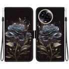 For Realme 11 5G Crystal Texture Colored Drawing Leather Phone Case(Black Rose) - 1