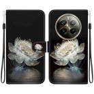 For Realme 12 Pro+ Global Crystal Texture Colored Drawing Leather Phone Case(Crystal Peony) - 1