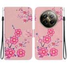 For Realme 12 Pro+ Global Crystal Texture Colored Drawing Leather Phone Case(Cherry Blossoms) - 1