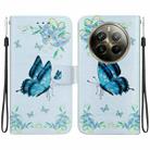 For Realme 12 Pro+ Global Crystal Texture Colored Drawing Leather Phone Case(Blue Pansies) - 1