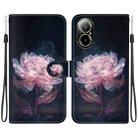 For Realme C67 4G Global Crystal Texture Colored Drawing Leather Phone Case(Purple Peony) - 1