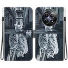 For Realme 12 5G Crystal Texture Colored Drawing Leather Phone Case(Cat Tiger Reflection) - 1