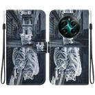 For Realme 12+ Crystal Texture Colored Drawing Leather Phone Case(Cat Tiger Reflection) - 1