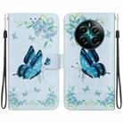 For Realme 12+ Crystal Texture Colored Drawing Leather Phone Case(Blue Pansies) - 1