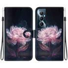 For Realme C65 4G Crystal Texture Colored Drawing Leather Phone Case(Purple Peony) - 1