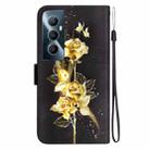 For Realme C65 4G Crystal Texture Colored Drawing Leather Phone Case(Gold Butterfly Rose) - 3