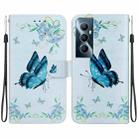 For Realme C65 4G Crystal Texture Colored Drawing Leather Phone Case(Blue Pansies) - 1