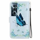 For Realme C65 4G Crystal Texture Colored Drawing Leather Phone Case(Blue Pansies) - 3