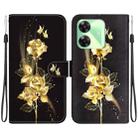 For Realme C61 / C63 / Note 60 Crystal Texture Colored Drawing Leather Phone Case(Gold Butterfly Rose) - 1