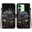 For Realme C61 / C63 / Note 60 Crystal Texture Colored Drawing Leather Phone Case(Black Rose) - 1
