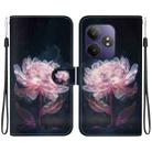 For Realme GT 6 / GT 6T / GT Neo6 Crystal Texture Colored Drawing Leather Phone Case(Purple Peony) - 1