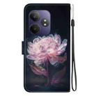 For Realme GT 6 / GT 6T / GT Neo6 Crystal Texture Colored Drawing Leather Phone Case(Purple Peony) - 3