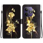 For Realme GT 6 / GT 6T / GT Neo6 Crystal Texture Colored Drawing Leather Phone Case(Gold Butterfly Rose) - 1