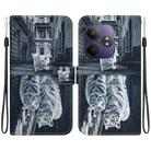 For Realme GT 6 / GT 6T / GT Neo6 Crystal Texture Colored Drawing Leather Phone Case(Cat Tiger Reflection) - 1