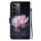 For Realme C75 Crystal Texture Colored Drawing Leather Phone Case(Purple Peony) - 3