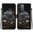 For Realme C75 Crystal Texture Colored Drawing Leather Phone Case(Black Rose) - 1