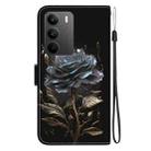 For Realme C75 Crystal Texture Colored Drawing Leather Phone Case(Black Rose) - 3