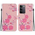 For Realme C75 Crystal Texture Colored Drawing Leather Phone Case(Cherry Blossoms) - 1